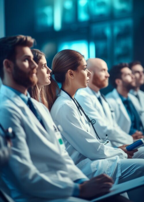 un gruppo di medici sta ascoltando un seminario nella sala conferenze dell ospedale consultazione dei medici medicina scienza nuovi metodi di trattamento concetti